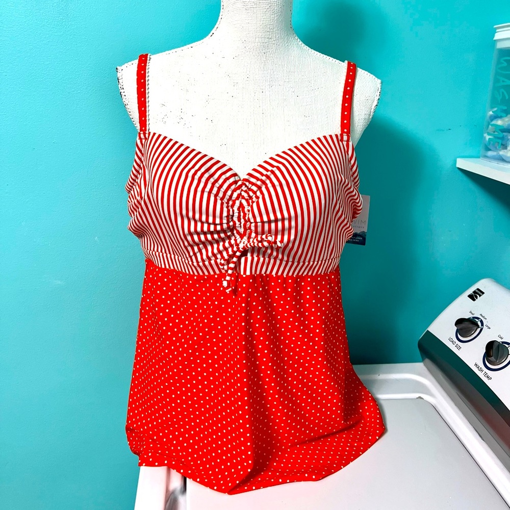 NWT Cacique orange and white swim tank